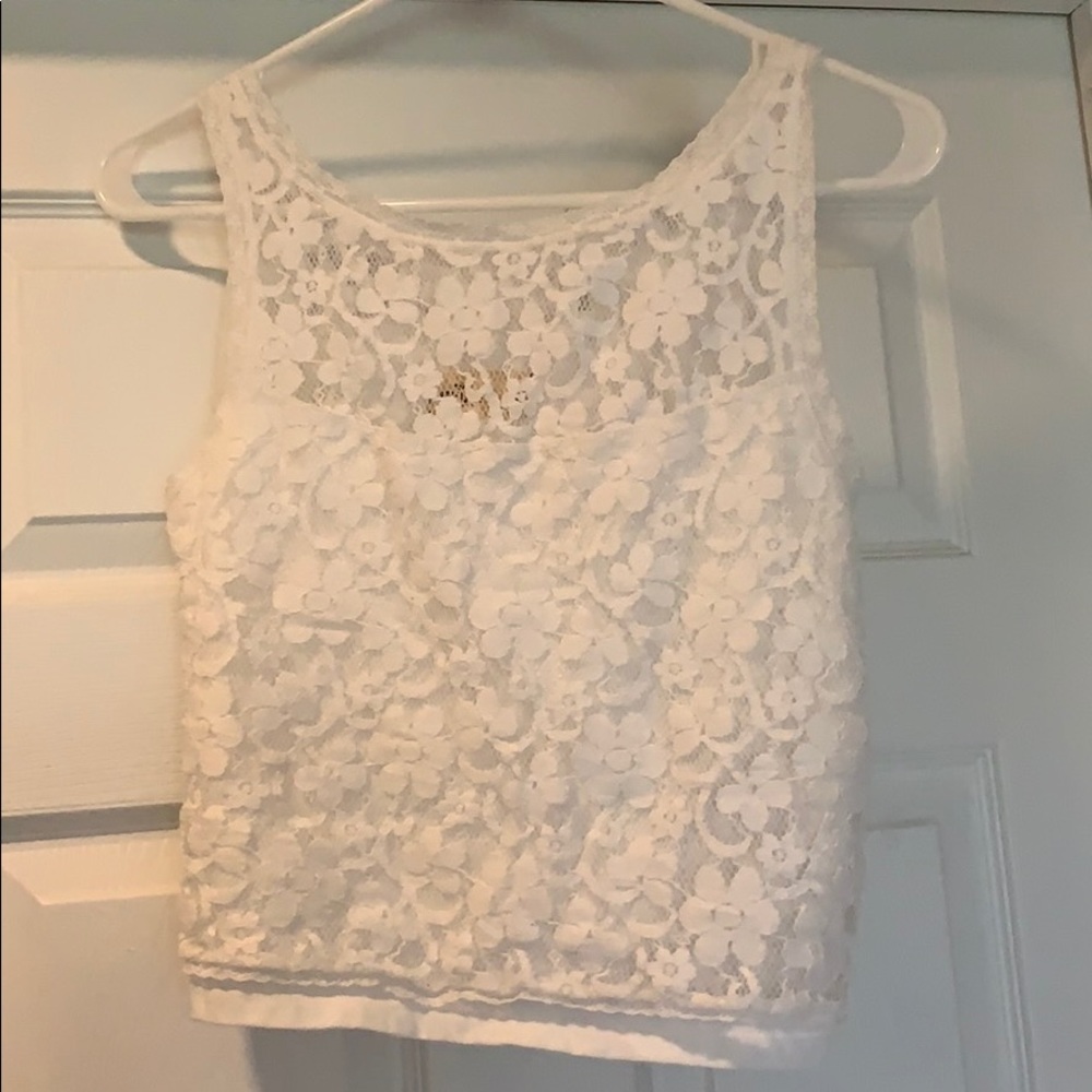 White lace crop top